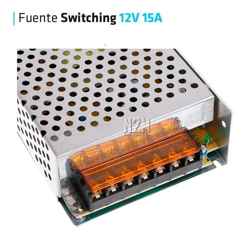 Imagen 3 de 10 de Fuente 12v 15a Metalica Regulada Switching Tira Led Cctv