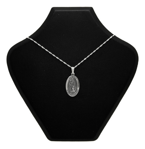 Cadena Y Dije Medalla San Roque Patrono Perros Plata 925 Plata 925 40 Cm