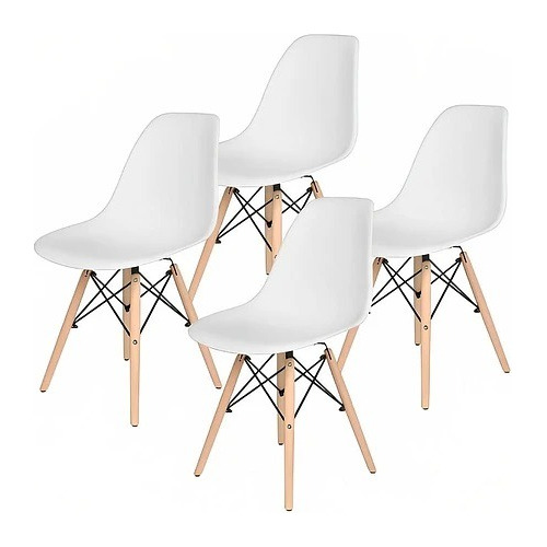 Imagen 2 de 6 de Set 4 Sillas Eames Dsw Clasicas Blancas Muebles