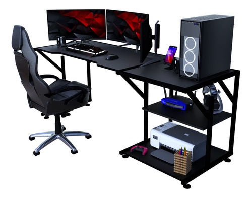 Mesa Escritorio Gamer Cts Gbm Pro Amplio 183cm Con Repisas