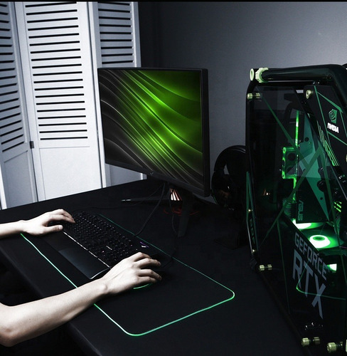 Mouse Pad Gamer Led Rgb Retroiluminado Usb 300x250x3mm Noga
