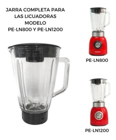 Imagen 6 de 8 de Jarra De Vidrio Peabody Tapa Cuchillas Licuadora Ln1200 800