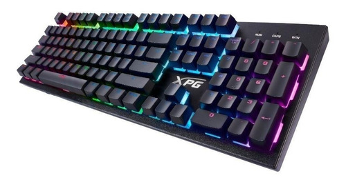 Teclado gamer XPG Infarex K10 QWERTY inglés US negro con luz 9 colores