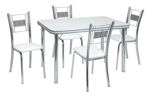 Conjunto De Mesa Com 4 Cadeiras Mirela Corino Branco E Cr...