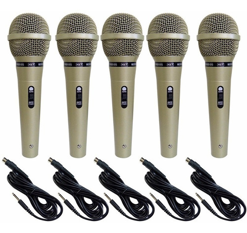 Kit 6 Microfones Carol Dinâmicos Mud-515 Com Fio + 6 Cabos