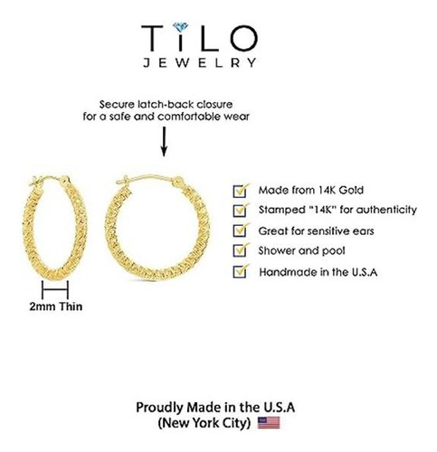 Aretes De Aro Redondos Texturizados En Espiral De Oro Amaril