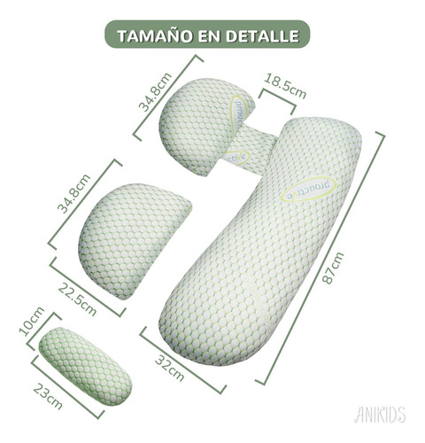 4 En 1 Cojin Lactancia Maternal Almohada Embarazo Multiusos Verde Claro Set Almohada Embarazada Multiusos