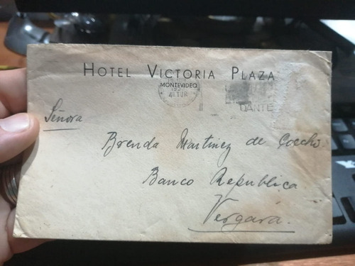 Antiguo Sobre Hotel Victoria Plaza Del Año 1953 Montevideo