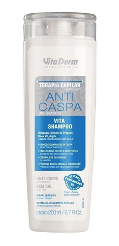 Shampoo Anticaspa Vita 200ml Vita Derm Limpeza Profunda