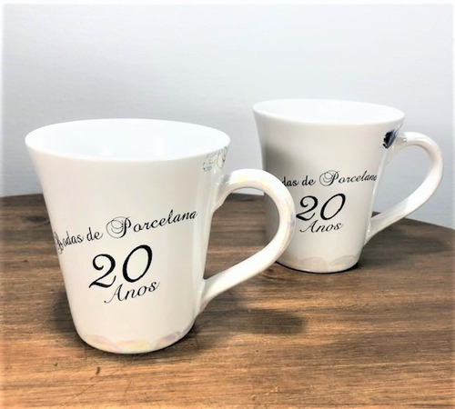 Imagem 1 de 3 de Canecas Casal Borboleta Bodas De 20 Anos De Casamento