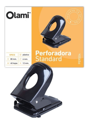 Perforadora Olami Standard De Metal Para 40 Hojas Color Negro