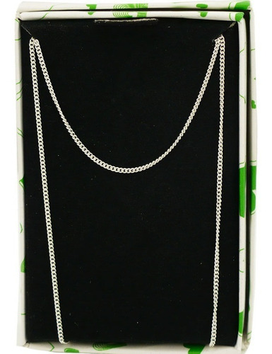 Cadena De Plata Hombre Mujer Chata Eslabon Cubano 60 Cm Color Plateado