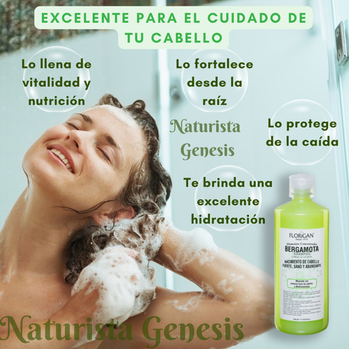 Shampoo Bergamota 1lt Kit 2 + 2 Tónico Capilar + 2 Aceite