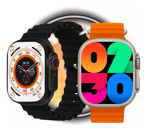 Relógio Smartwatch W69 Ultra Series 9 Android Ios Amoled Nfc Caixa Branco Pulseira Preto Bisel Preto Desenho da pulseira Padrão