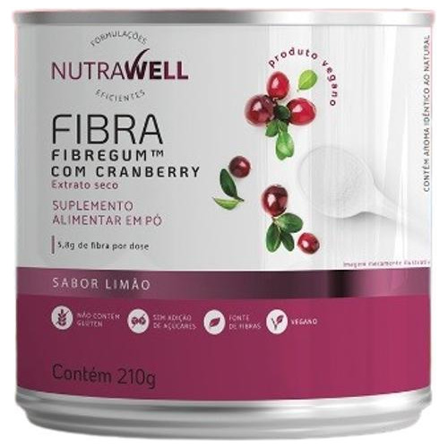 Kit 2x: Fibra Fibregum Com Cranberry E Limão Nutrawell 210g