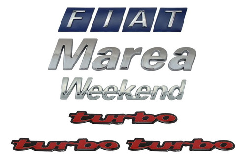 Emblemas Fiat Marea Weekend E 3 Adesivos Resinados Turbo