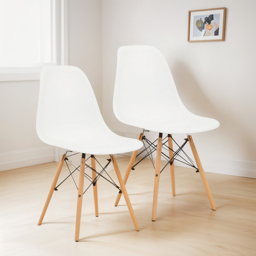 Set X 2 Sillas Tipo Eames Comedor Reforzadas Estructura