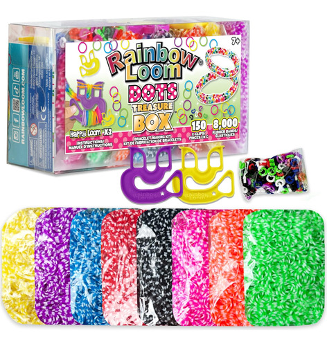 Rainbow Loom® Treasure Box Edición Dots, 8000 Bandas Elástic