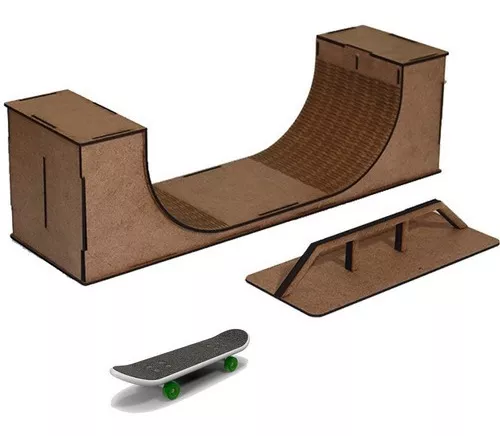 Pista Skate de Dedo para brincar em Mdf 33x6x15cm + Brinde - Loja da Dias