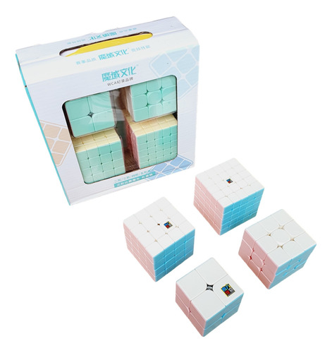 Pack Cubos Rubik 2x2, 3x3, 4x4, 5x5 Macaron Pasteles Moyu