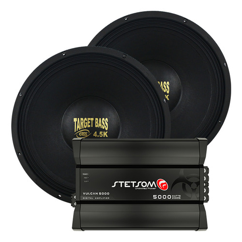 2 Woofer E15 Target Bass 4.5k 2250w Amplificador Vulcan 5000