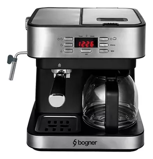 Cafetera Espresso + Goteo 20 Bdp 12tazas Acero Inox. Bogner Color Plateado