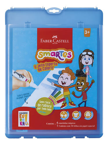 Estojo Smartes Colorir Faber-castell Caderno + 4 Canetinhas Cor Colorido