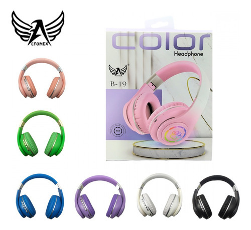 Headphone Fone De Ouvido Bluetooth Com Luzes De Leds Cor Preto/Branco