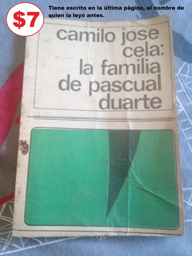 Libro  La Familia De Pascual Duarte  Por Camilo José Cela