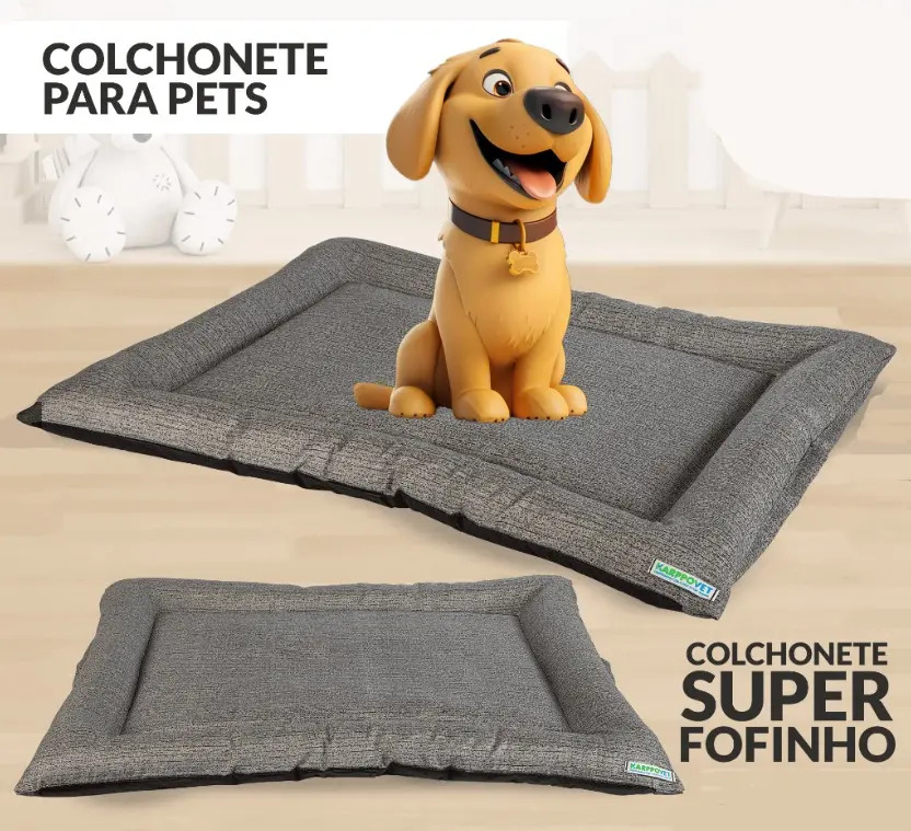 Colchonete Pet Cachorro E Gato Karppovet Luxo Cama Caminha M Cor Cinza