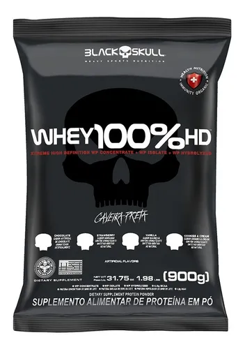 Suplemento em Pó 100% Hd Refil Black Skull - 900g Wpc Wpi E Wph S...