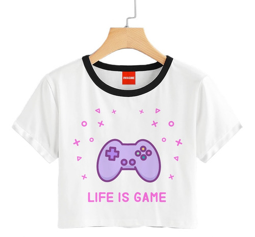 Blusa Corta Imagine Gamer Life Is Game Playera Crop Top #835