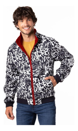 Chamarra Reversible Rompevientos Graffiti Urbano Para Hombre