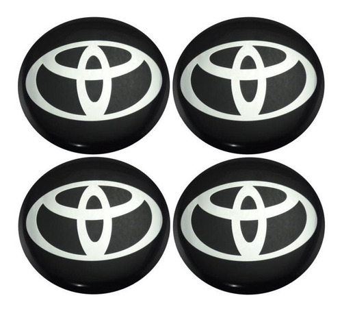 Jogo Emblema Toyota Preto Aluminio 90mm P/calota Roda Liga