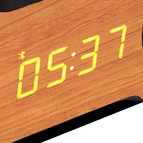 D Reloj Digital De Madera Con Altavoz Bluetooth Inalámbrico