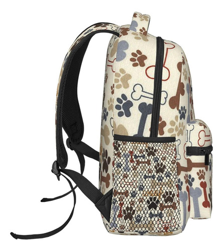 Mochila Elegante E Informal Con Estampado De Huesos Y Patas De Perro