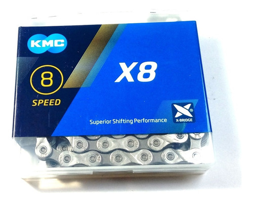 Cadena Kmc X8 6v 7v 8v Color Plata 116 Eslabones Mod X8.99