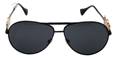 Lentes De Sol Versace Ve2249 1261/87 Negro/dorado Unisex Lente Negro Varilla Negro Matte Armazón Negro Diseño Aviador