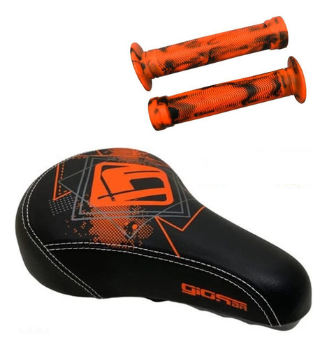 Kit Bike Gios Selim Gl-1109 + Manopla Gi-075h Bmx Freeride. Cor Laranja