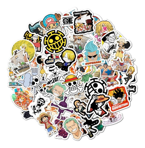 Imagen 1 de 2 de Pack 50 Stickers Adhesivo Anime One Piece Luffy Zoro Sanji