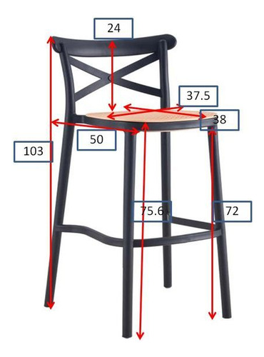 Taburete Crossback Danubio Piso De Bar Terraza Arizona 75 Cm