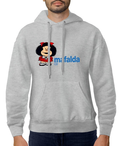 Buzo Gris Canguro Mafalda Quino Hombre Mujer Niños Hoodie