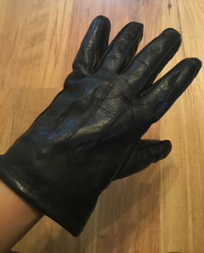 Padrisimos Guantes Piel De Oveja Fina Negros Originales!!