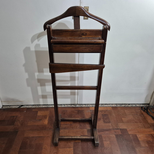 Antiguo Perchero Valet De Pie P/saco Pantalón Estilo Ingles Marrón Oscuro