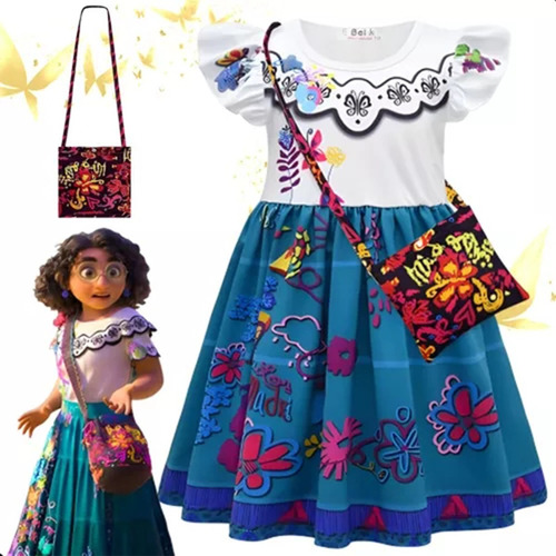 Isabela Vestido Princesa Mirabel Niña Cumpleaños Fiesta Ropa, Vestido De Fiesta Con Bolsa Gratis Disfraz Encanto