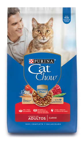 Alimento Cat Chow Defense Plus Multiproteína para gato adulto sabor carne en bolsa de 8kg