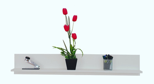 Repisa Flotante Minimalista Melamina Vintage 120x20 Color Blanco Absoluto