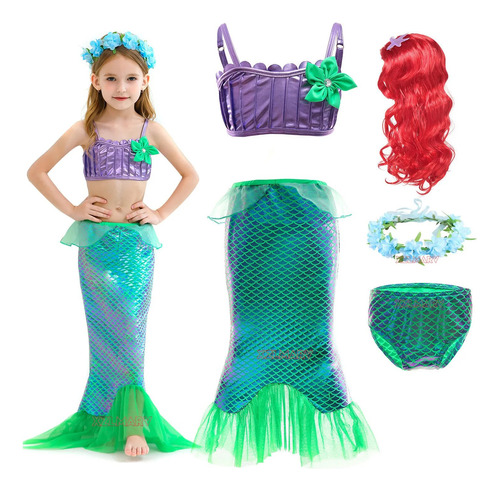 Disfraz De Niña Para Disfraces De Cosplay De Princesa Ariel,