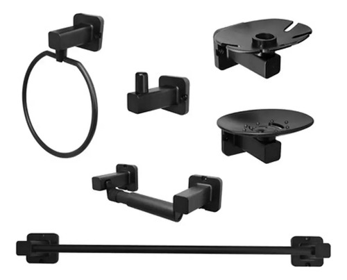 Juego Accesorios Para Baño Tayrona Negro X6