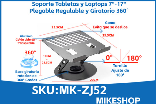 Soporte Plegable Para Laptop Notebook Ipad Pro Aluminio Dark Gray